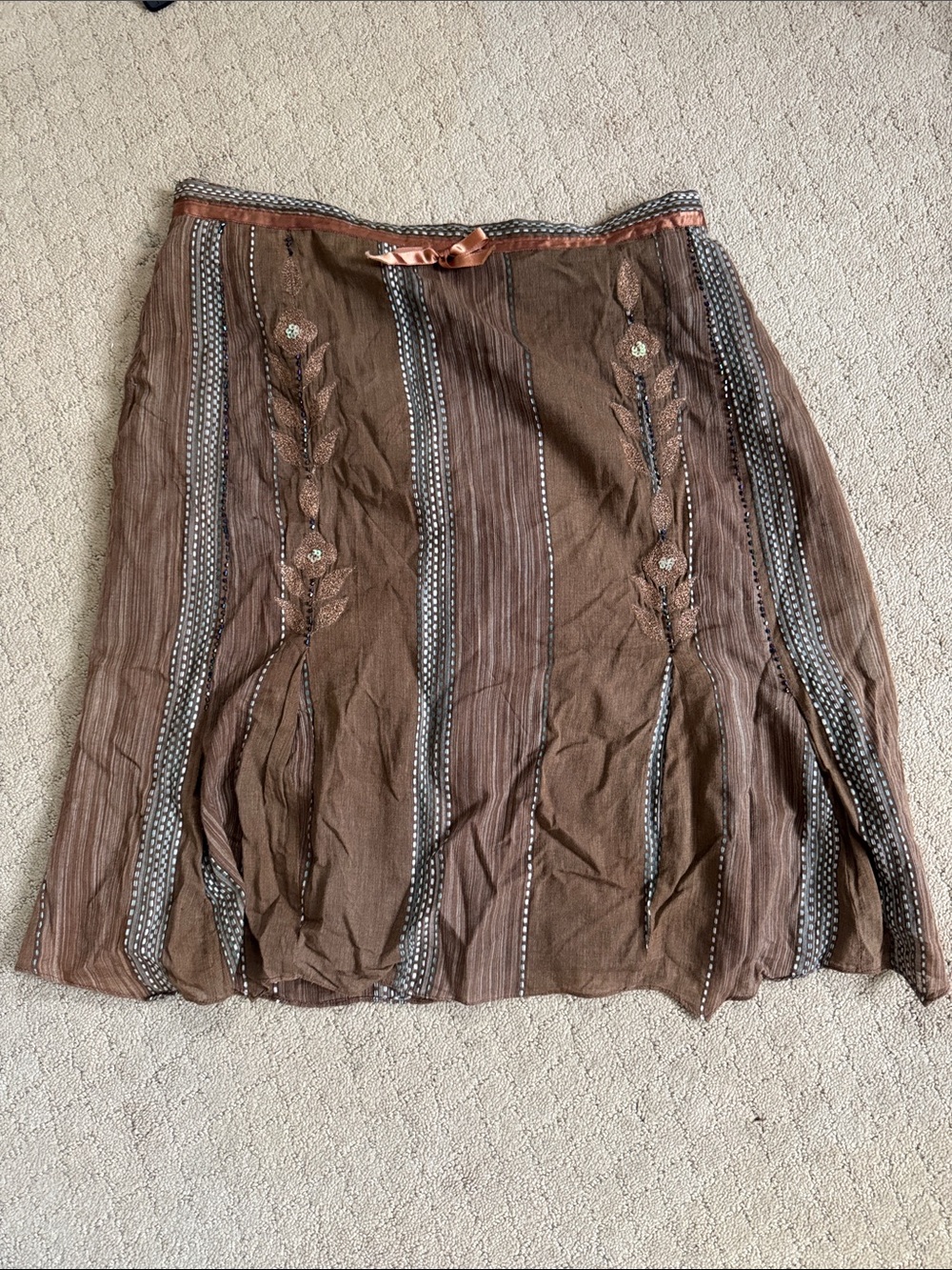 Vintage Embroidered A-Line Boho Skirt